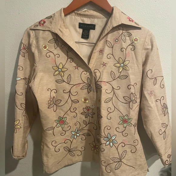 Silkland floral embroidery jacket size Small - Picture 3 of 7
